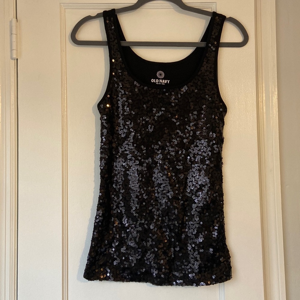 Old Navy Women’s Medium Sequin Black Tank Top